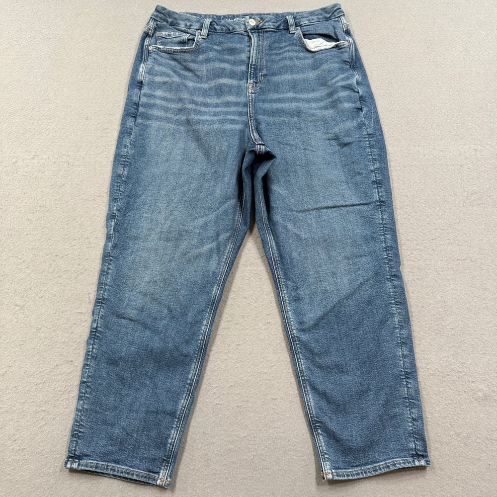 American Eagle Jeans Women's 16 Short Blue Denim Stretch High Rise Relaxed Retro
